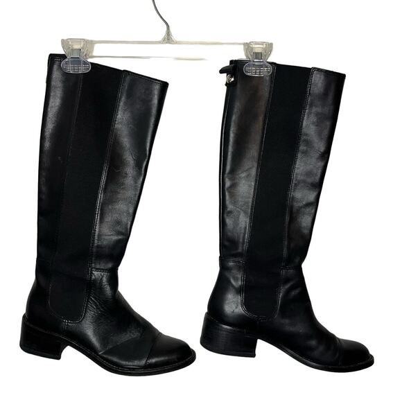 BCBG Judie Black Leather Riding Boot Size 7 - Picture 1 of 10